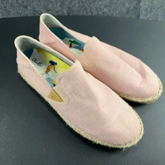 OLUKAI Kaula Pa'a Kapa Rose Pink Linen Espadrille Slip On Loafers Wms‎ 9US 39EU - Picture 5 of 9